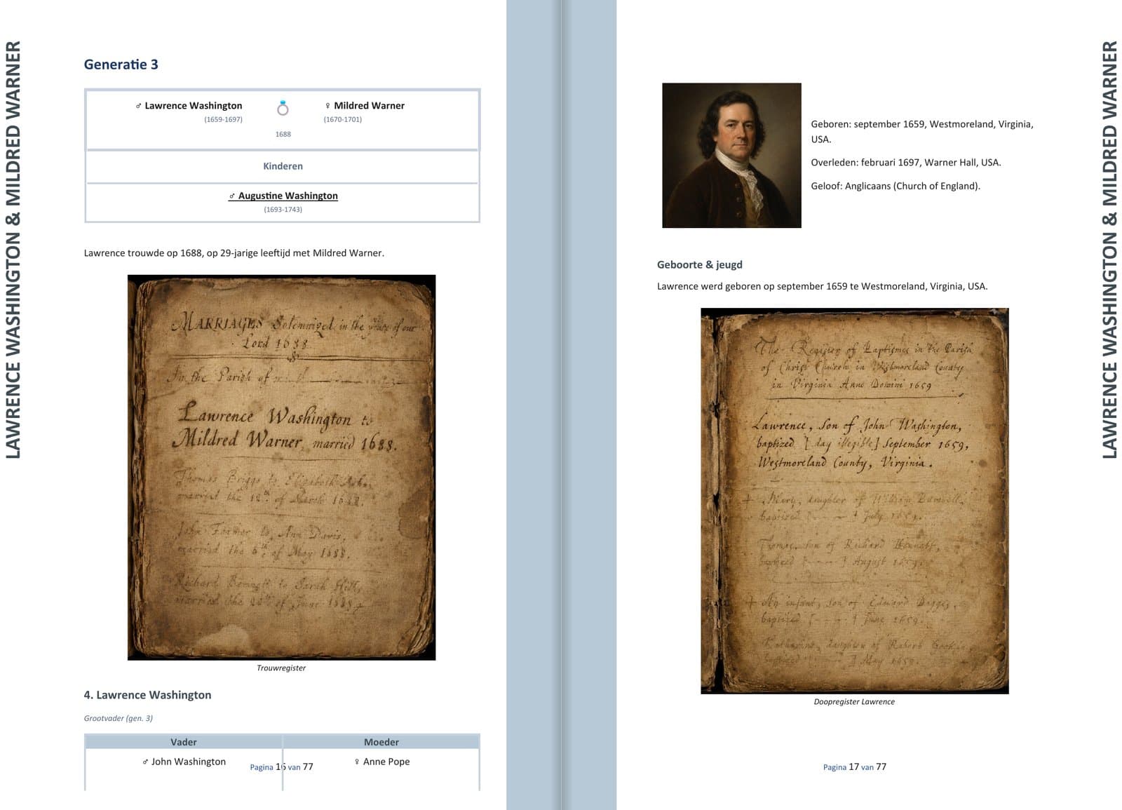 Persoonspagina met doop- en begraafregister